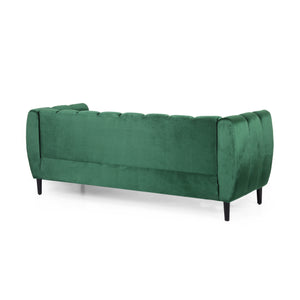 English Elm Miranda Channel Stitch Velvet Sofa Curved Shell Design for Glam Living Rooms N771P371449L_N771P371450L