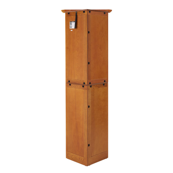 English Elm 4-Tier Corner 8-Door Cabinet with 4 Shelves — Space-Saving Farmhouse Storage for Kitchen Living Room Office Oak W2275P269083
