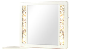 English Elm La Pierre Modern Style Rectangular Mirror 46"W x 39"H with Beige Wood Frame, Gold LED Ambient Panels G150108845