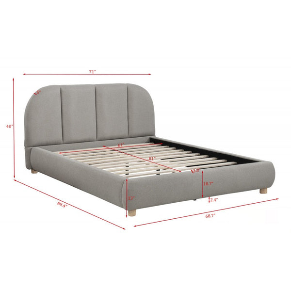 English Elm Modern/Contemporary Queen Platform Bed Upholstered in Soft Burlap Fabric, Low-Profile Plywood Frame, Sturdy Support Light Tan 83 L x 11 W x 11.5 H B011S01951