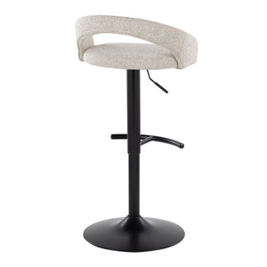English Elm Adjustable Swivel Barstools Set of 3 Whitewashed Wood Oat Upholstered Gold Base B202S02183