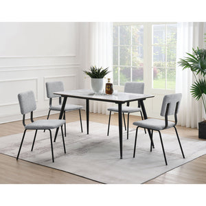 English Elm Valley Grey Fabric Upholstered Dining Side Chair Set of 2 — Slim Modern Minimalist U-Shaped Legs Comfort B062P299816