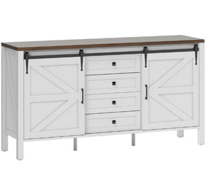 English Elm Spacious Farmhouse Buffet with Barn Doors Four Drawers and Adjustable Shelving T3971P429257