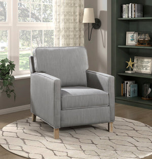 English Elm Classic Hampstead Push Back Recliner Gray Textured Fabric Upholstery Cushioned Seat Solid Wood Frame Comfortable Living Room Accent Chair Reclining B011P271949