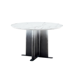 English Elm Modern Round Faux Marble Dining Set with Tufted Pvc Chairs for Compact Spaces W3875S00072