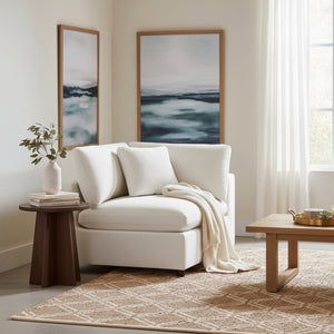 English Elm Caylie Modern Corner Wedge Chair with Plush Down-Blend Cushions, Durable Fabric & Solid Wood Frame Ivory B050P406805