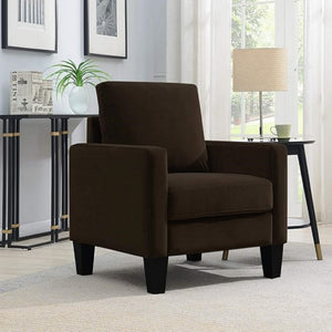 English Elm 1pc Mid-century Modern Accent Chair Microfiber Upholstery Tapered Legs Cozy Seating Brown B011P201578