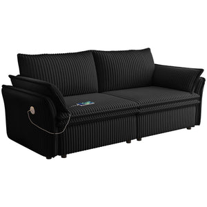English Elm This 85 Inch Fleece Convertible Sofa Bed Sleeps Guests with 600 Lb Wood Frame W3820S00037