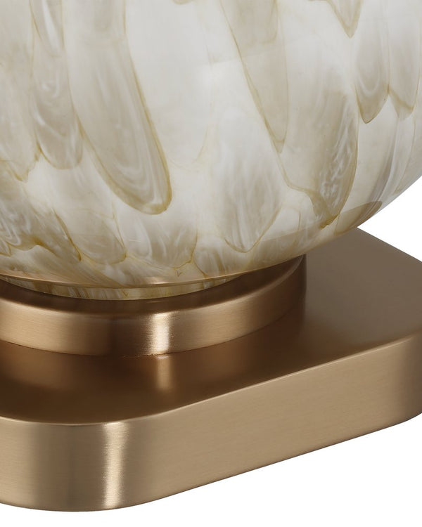 Currey & Company Bombon Table Lamp - Fused Glass Design With Antique Brass Base & Crystal Finial For Elegant Decor Brown Glass ,Metal 6000-1025-currey-company