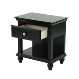 English Elm Lyndon Nightstand With One Drawer and Shelf In Black Finish