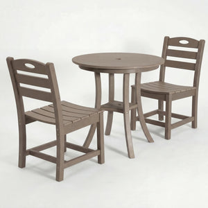 English Elm Antique Finish Outdoor Bistro Set Round Table Compact Patio Seating for Balconies Antique Brown W3566S00035