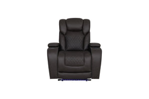 English Elm Wendell Microfiber Power Recliner with Led Base Lighting Usb Port and Pocket Coil Seat B2726P435903