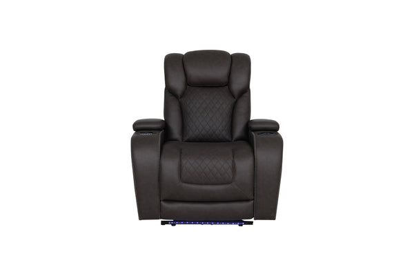 English Elm Wendell Microfiber Power Recliner with Led Base Lighting Usb Port and Pocket Coil Seat B2726P435903