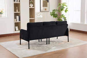 English Elm United We Win Corduroy Loveseat Plush Ergonomic Sofa with Spring Support Metal Legs Black W1568P410053
