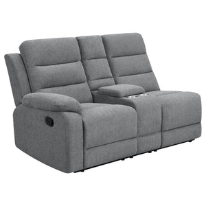 English Elm Aaron Smoke 3-piece Upholstered Sectional with Dual Recliners, Lift-Top Storage Consoles & Cup Holders, Smoke Performance Fabric Lounge B062S01015