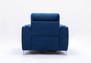 English Elm Wenona Blue Velvet Chair - Luxurious Accent Seating With Chrome Accents For Modern Living Spaces B2726S00011-GIGA