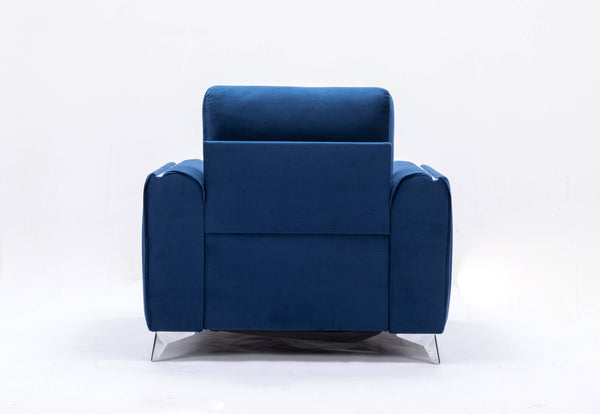 English Elm Wenona Blue Velvet Chair - Luxurious Accent Seating With Chrome Accents For Modern Living Spaces B2726S00011-GIGA