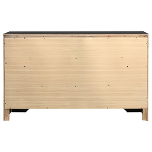 English Elm Annie 9-Drawer Dresser With Crystal-Like Fronts & Soft Wood-Grain Finish For Glamorous Bedrooms B062P378344