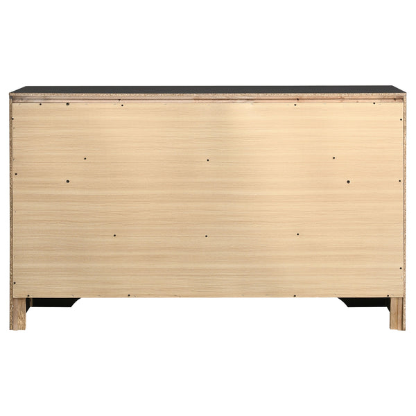 English Elm Annie 9-Drawer Dresser With Crystal-Like Fronts & Soft Wood-Grain Finish For Glamorous Bedrooms B062P378344