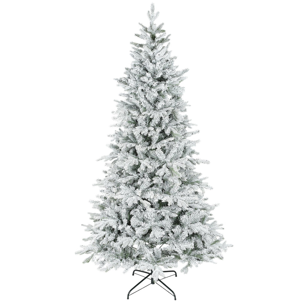 English Elm Homcom Frosted Spruce Artificial Holiday Tree with Snow Flocked Realistic Branch Tips W2225P485592