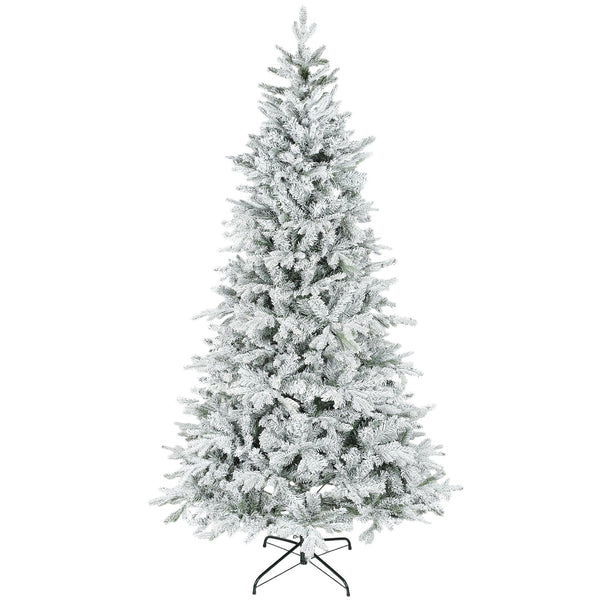 English Elm Homcom Frosted Spruce Artificial Holiday Tree with Snow Flocked Realistic Branch Tips W2225P485592