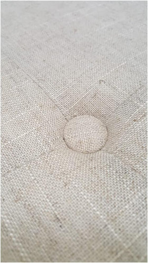 English Elm Linen Small Accent Bench with Tufted Seat and Nailhead Trim, Wood X-Leg Entryway Seating, Stylish Natural 20 L x 19 W x 7 H B011P357492