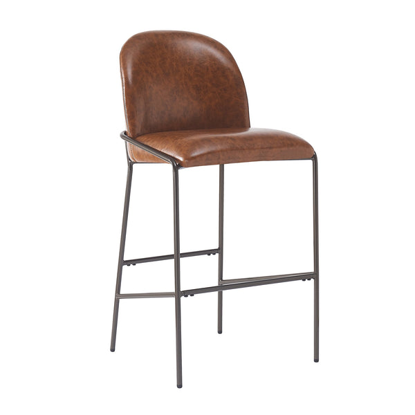 English Elm Christopher Knight Home® - Galen Upholstered Metal Barstool Set of 2 with Plush Stain-Resistant Fabric, Ergonomic Modern Design Brown N775P290453P