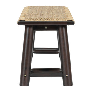 English Elm Farmhouse Solid Wood Rattan Bench – 59" Indoor & Covered Outdoor Seating, Moisture-Resistant Finish, Seats 3 Walnut N842P271335D