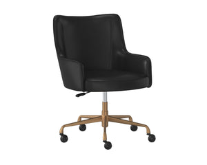 Sunpan Franklin Office Chair - Rustic Mid-Century Modern Design with Bronze Base for Stylish Workspaces Vintage Black