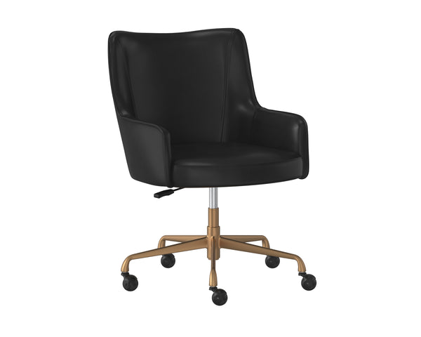 Sunpan Franklin Office Chair - Rustic Mid-Century Modern Design with Bronze Base for Stylish Workspaces Vintage Black