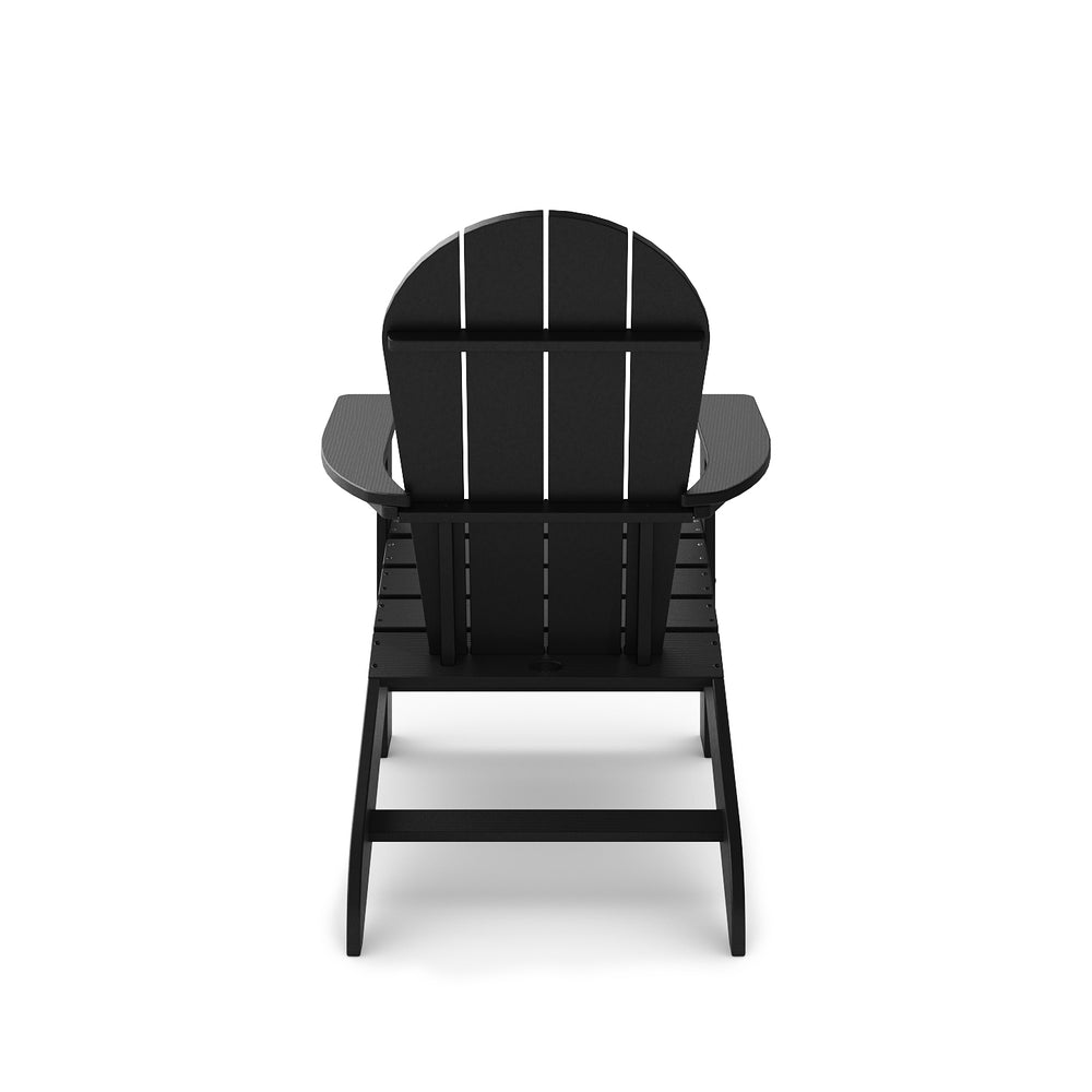 English Elm Adirondack Outdoor Chair Weatherproof Hdpe Fan Back Ergonomic Poolside Patio Lounger Black B195P198778
