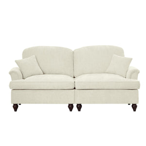 English Elm Elegant Mid Century Chenille Two-Seater Sofa With Flared Arms, Ruffled Skirts & Spindle Legs W3041S00230