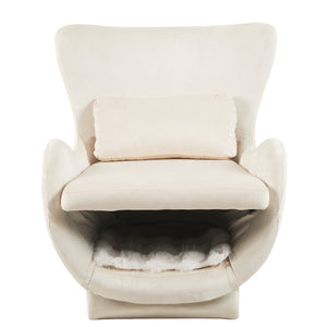 English Elm Furniture Plush 2-in-1 Pet-Friendly Mid Century Modern Accent Chair with Velvet Upholstery, Removable Base and Ergonomic Support for Living Room White N843P331163C