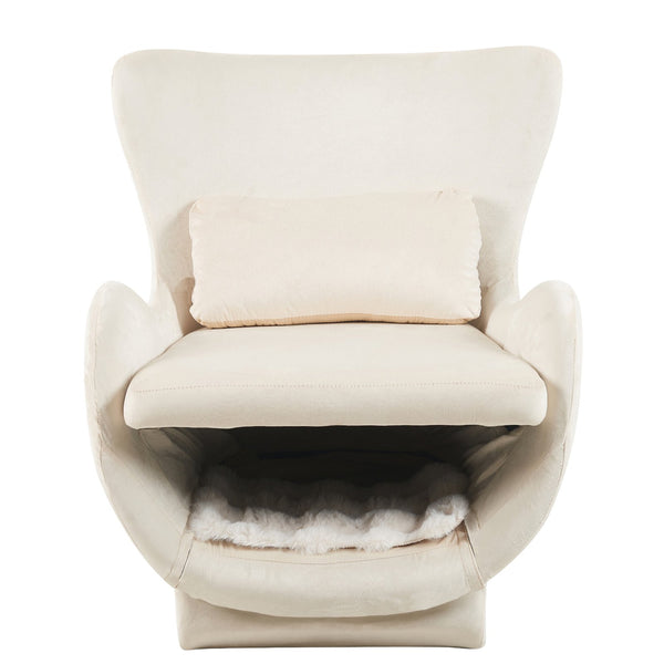 English Elm Furniture Plush 2-in-1 Pet-Friendly Mid Century Modern Accent Chair with Velvet Upholstery, Removable Base and Ergonomic Support for Living Room White N843P331163C