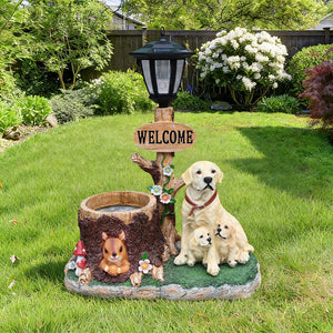 English Elm Labrador Mother and Pup Resin Garden Statue with Integrated Floral Planter Basin W5398P464250