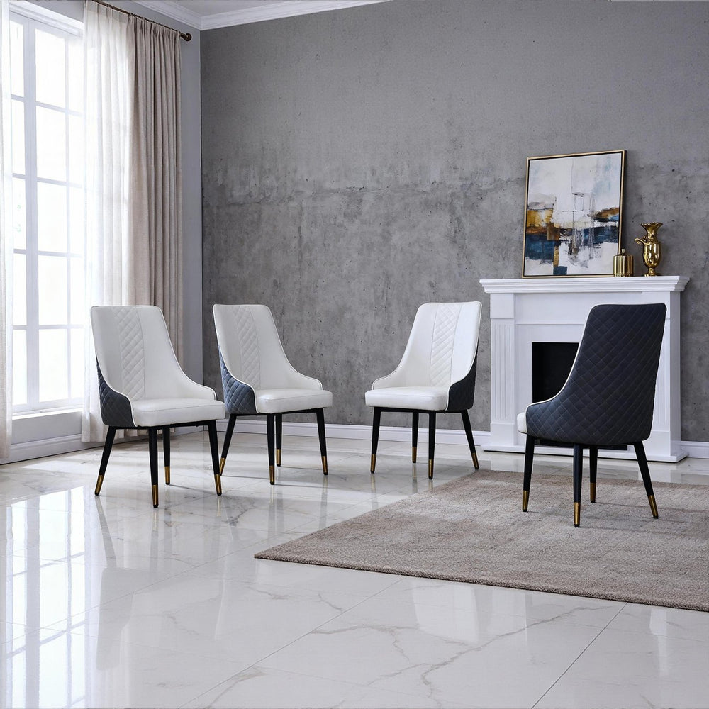 English Elm Modern Pu Leather High Back Dining Chairs Waterproof Steel Frame Set of 2 W2699P401053