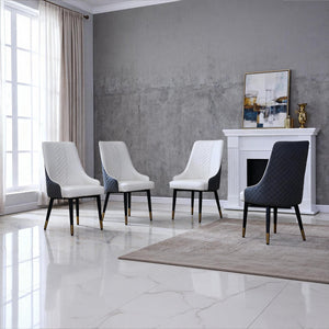 English Elm Modern Pu Leather High Back Dining Chairs Waterproof Steel Frame Set of 2 W2699P401053