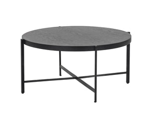 Sunpan Willem Coffee Table - Stylish Round Design with Matte Black Frame and Alluring Tempered Glass Top Medium - 31.5W x 31.5D x 15H