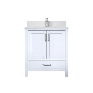 English Elm White White Bath Vanity 30 in W x 22 in D with White Quartz Top, Soft-Close Drawer, Chrome Faucet Set B2731P258994