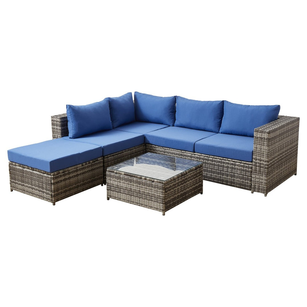 English Elm Patio Sofa With All-Weather Cushions For Stylish Outdoor Relaxation And Entertaining Spaces B205S00063-GIGA