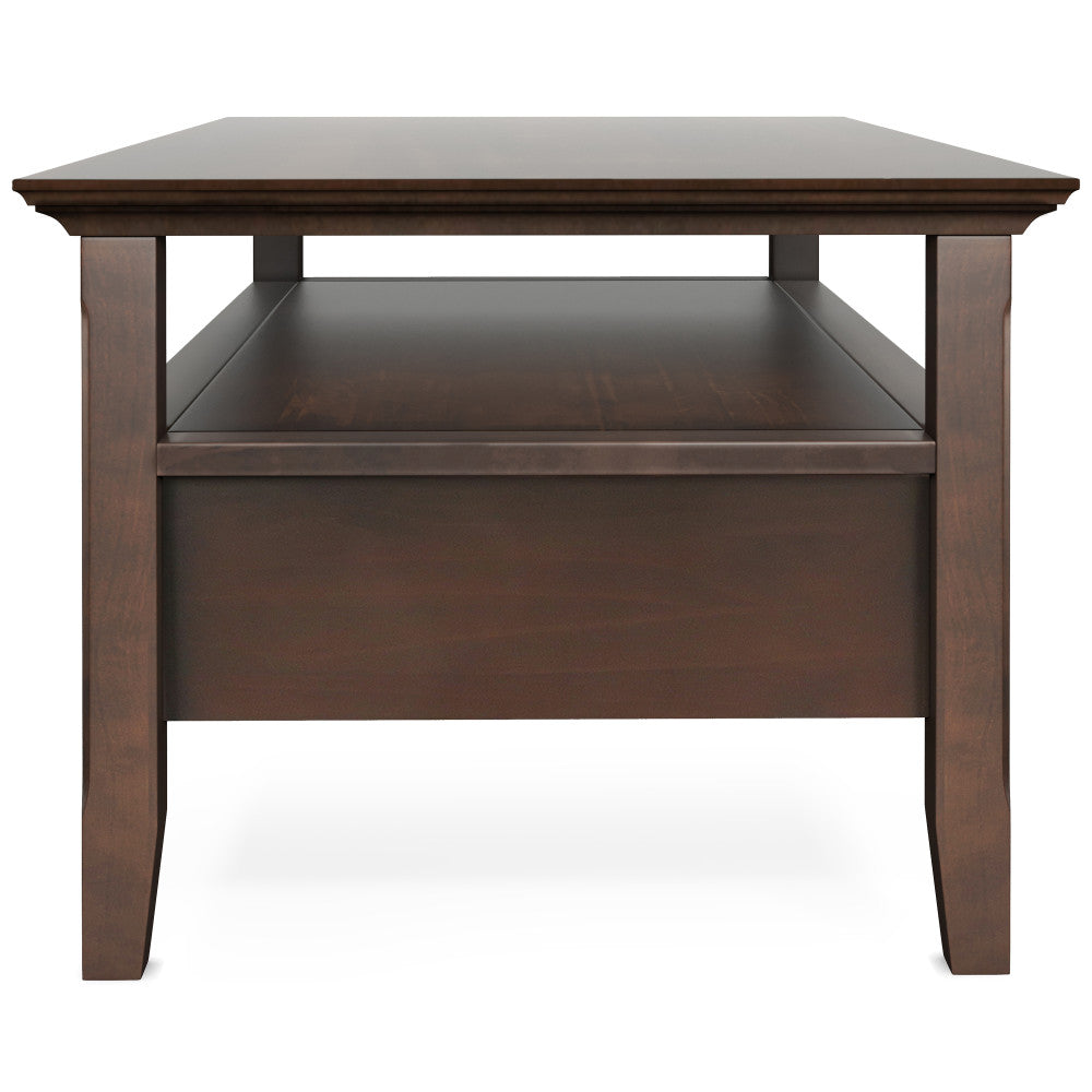English Elm Acadian Coffee Table With Storage Drawer - Handcrafted Solid Wood In Brunette Brown Finish, Versatile Design B136P203456