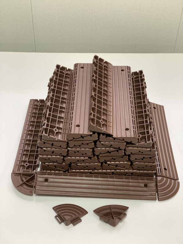 English Elm Auxiliary Interlocking Floor Tile Edge Strips Perimeter Kit for Outdoor Patio Brown Red+Brown W3022P298705