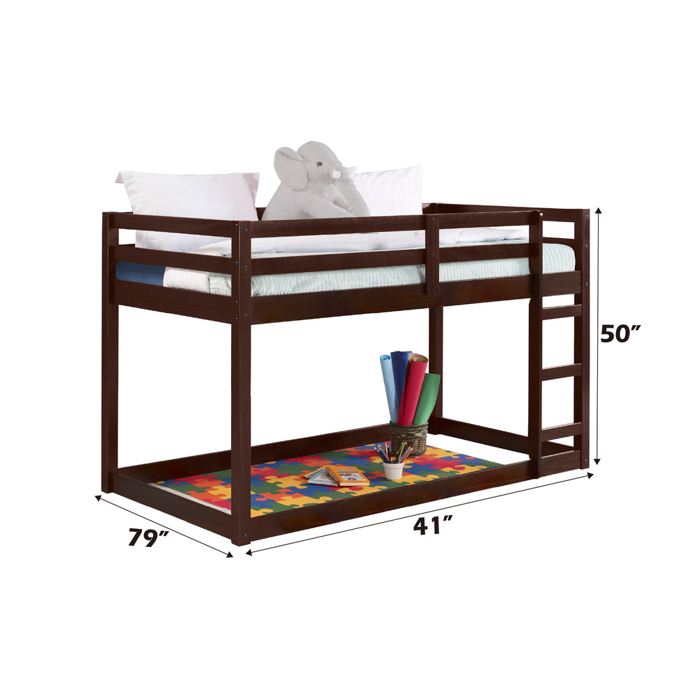 English Elm Gaston Twin Loft Bed in Espresso Finish with Built-In Right Ladder, 330 lb Capacity, Slat System B2726P279124