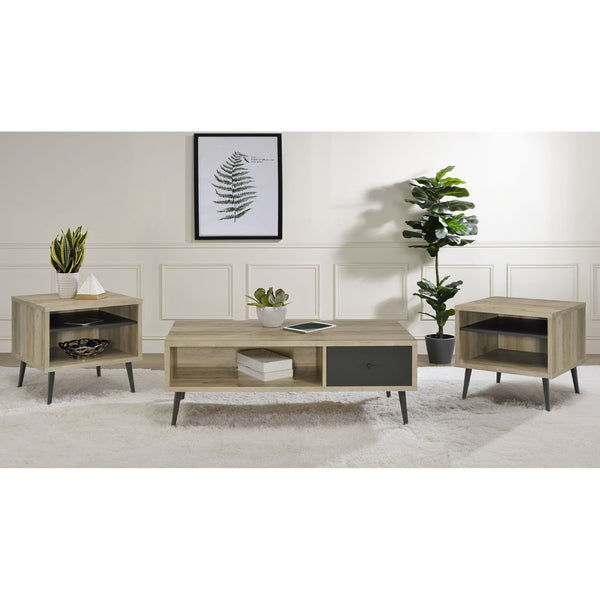 English Elm Fletcher Gloss White Lacquer Coffee and End Table Set for Modern Living Rooms B062S01689