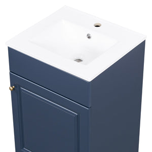 English Elm [video] 20 Inch Freestanding Bathroom Vanity with Ceramic Sink Soft Close Cabinet Blue N759P237946C