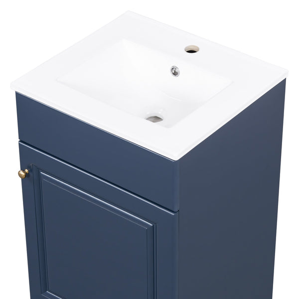 English Elm [video] 20 Inch Freestanding Bathroom Vanity with Ceramic Sink Soft Close Cabinet Blue N759P237946C