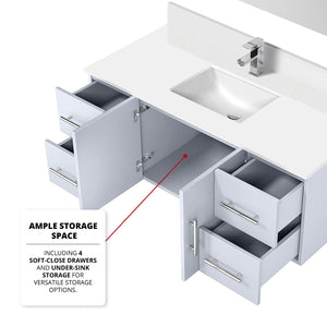 English Elm Glossy 48 in. Bath Vanity with White Quartz Top, Solid Wood Frame, Soft-Close Drawers & Ample Storage B2731P258658