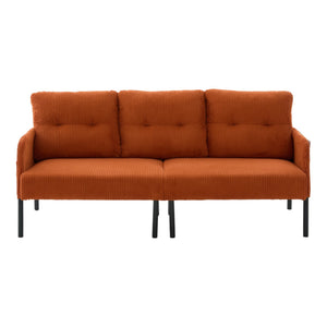 English Elm United We Win Corduroy Loveseat Plush Ergonomic Sofa with Spring Support Metal Legs Orange W1568P410045