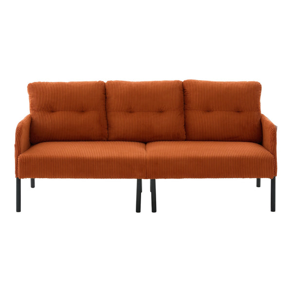 English Elm United We Win Corduroy Loveseat Plush Ergonomic Sofa with Spring Support Metal Legs Orange W1568P410045