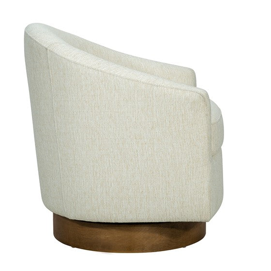 English Elm Upholstered Swivel Chair Camel Oak Base, Cream Polypropylene Fabric, 300 lb Capacity, Foam Seat Cushion B035P203225
